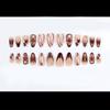 Elegant 3D Sculpted Floral False Nail Brown French Tips Press On Nail Easy Application Long Lasting