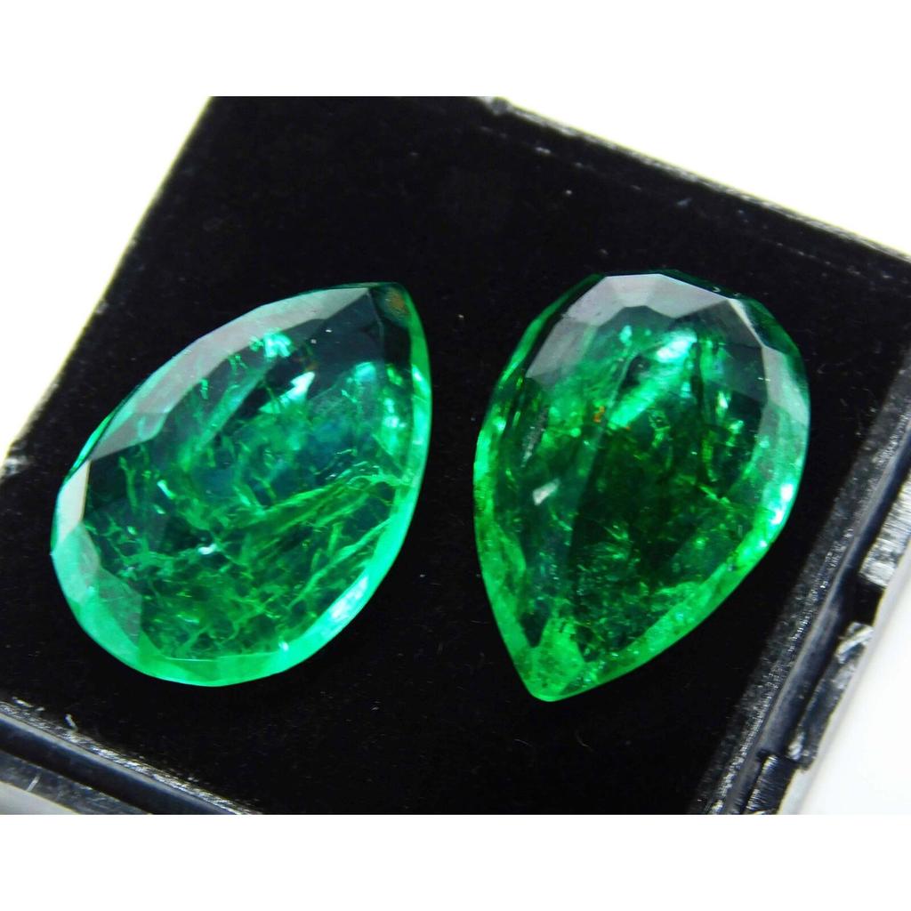 Precious Natural AAA+ Emerald Green Pear Cut 18 Ct Loose Gemstone CERTIFIED Pair