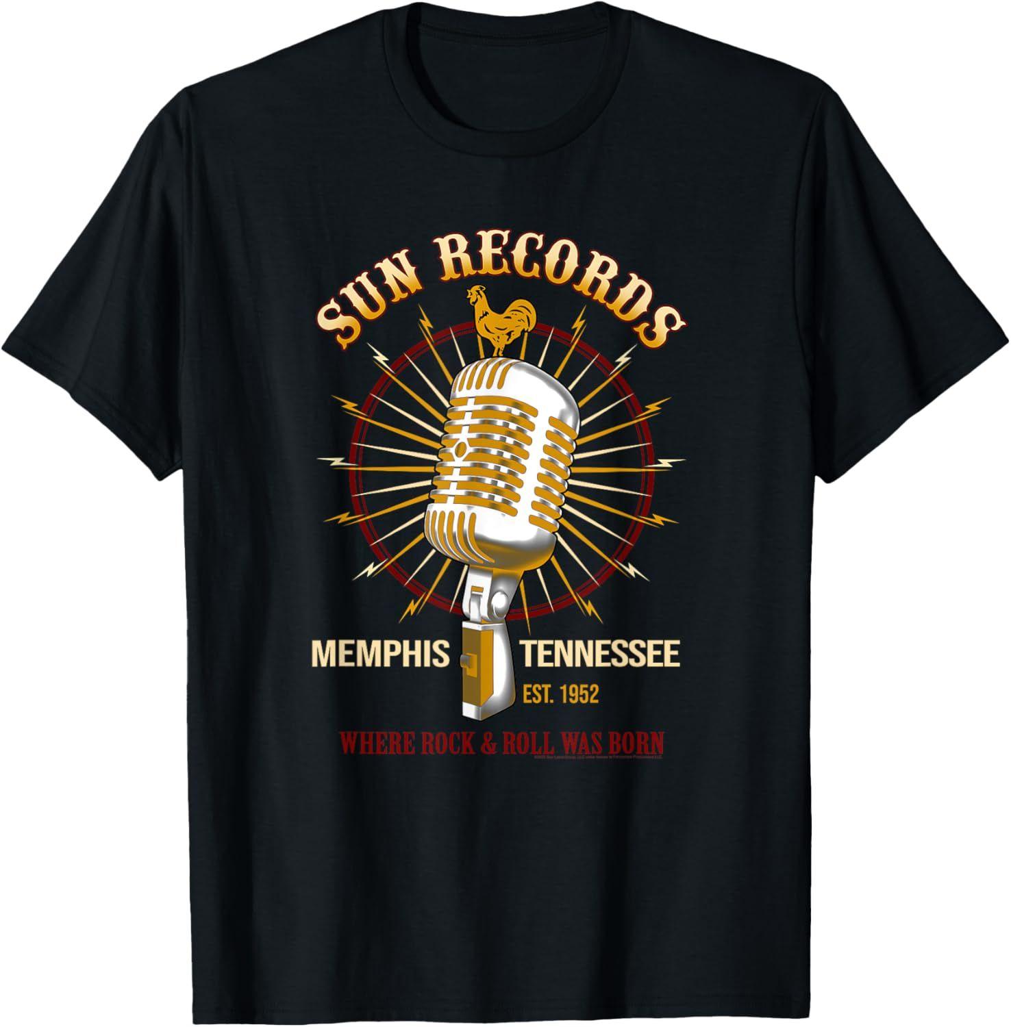 

Новая винтажная футболка Omericon Rockobilly Sun Records Мемфис 1952 Мужские блочные топы Уличная мода Одежда для пар 4XL