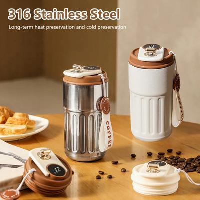 450ml LED Smart Display Temperatur 316 Edelstahl Vakuumbecher Tragbarer Kaffeebecher Thermobecher für Reisen Büro Kaffeebecher