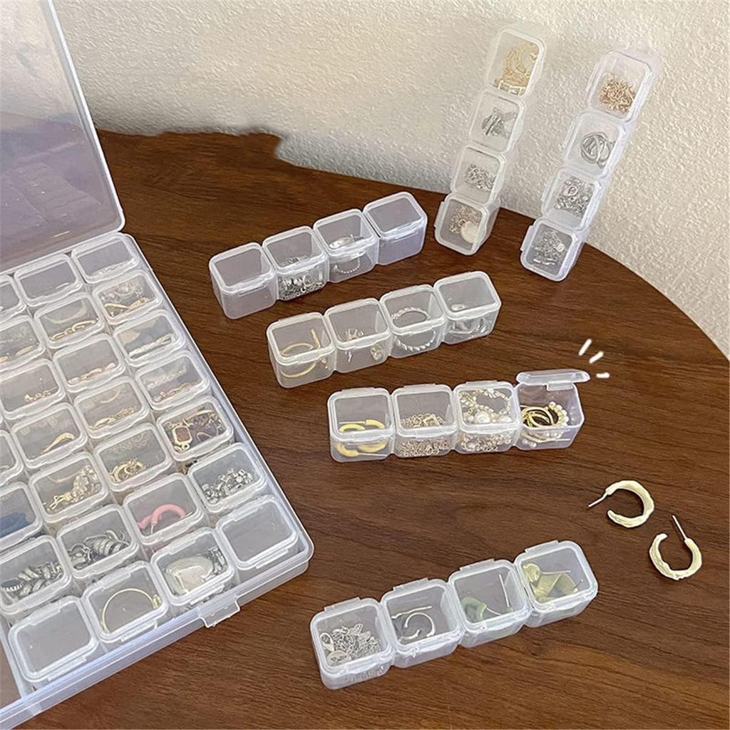 28/56 Grids Transparent Organizer Box Plastic Square Adjustable Organizers Storage Boxes For Home Makeup Jewelry Accessories