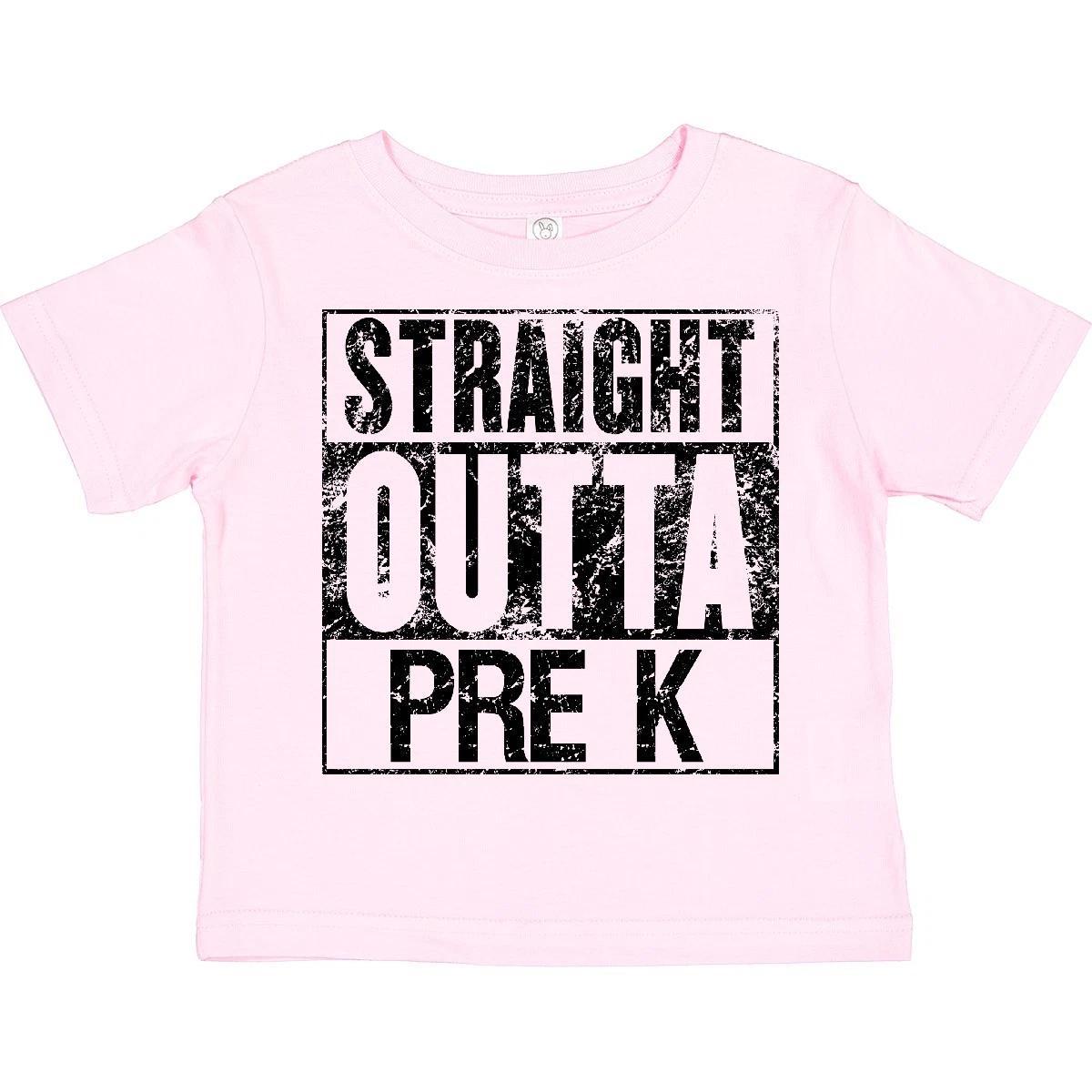 Inktastic Straight Outta Pre-K Toddler kids boys T-Shirt Graduation Kids Grads School Kid 100