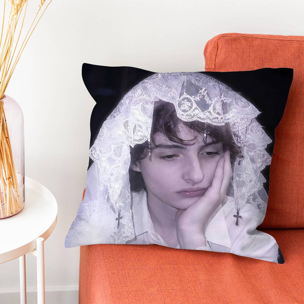 FFinn Wolfhard Mike Stranger Pillow Case Plush Fabric Soft DoubleSided Printed Sofa Warm Winter Home Gift Cushion Cover