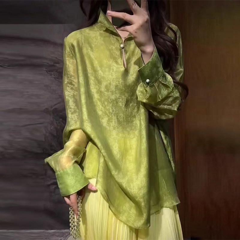 New Chinese Style Stand Collar Long Sleeve Women's Shirt - Slimming, Elegant Spring Fashion 2026.