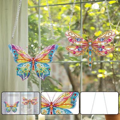 2 st 2D Platta DIY Strass Diamantkonst Fönsterhängen Specialform Diamantmålning Set Hängande Konst för Heminredning