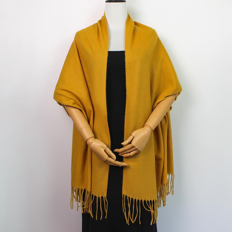 European-American Thickened Warm Winter Scarf: Long, Wide, Imitation Cashmere Shawl In Solid Colors