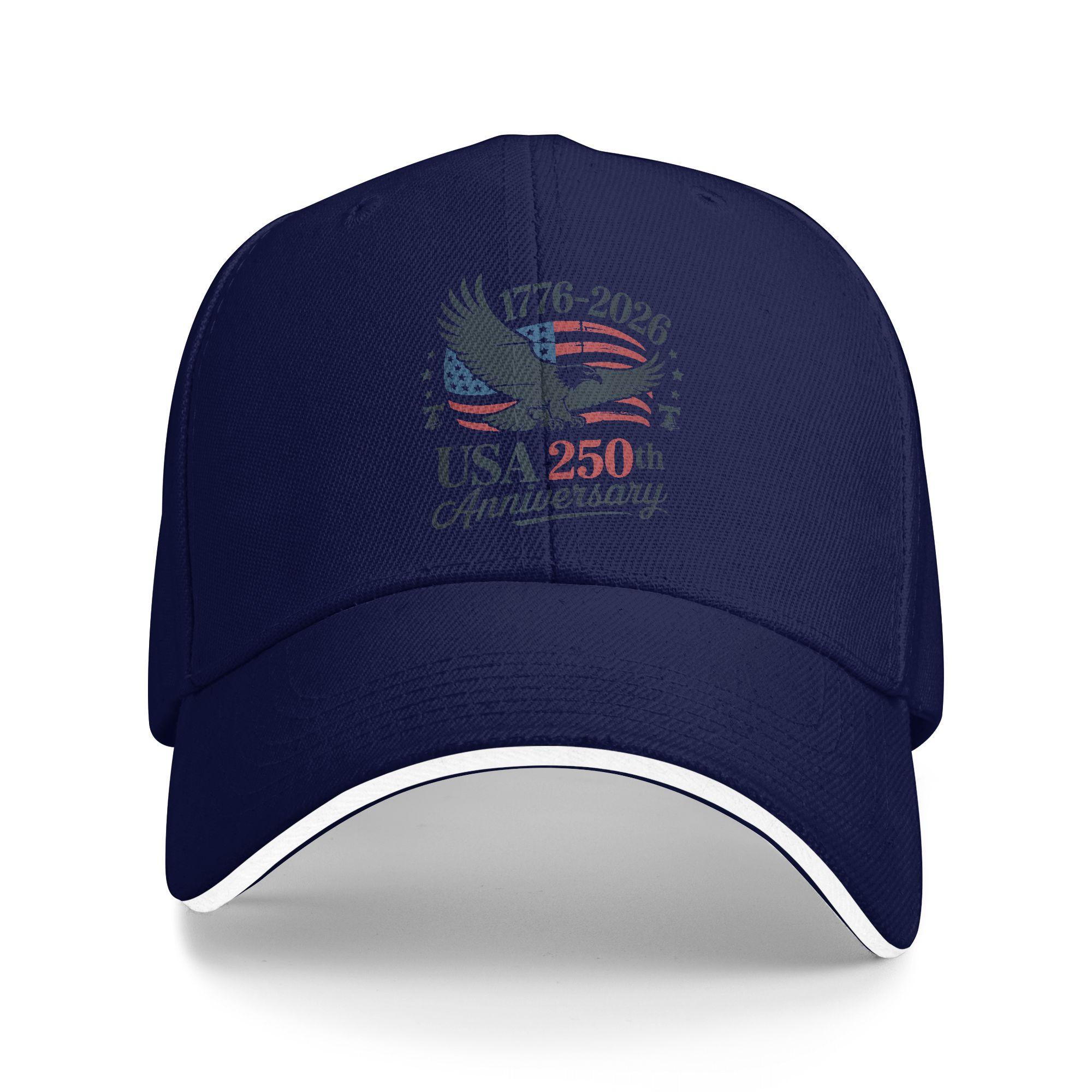 

250 Years America 250th Anniversary 1776 2026 US 4th of July Casual Baseball Cap Summer Trucker Hat Running Hippie Snapback Cap As Picture темно-синий