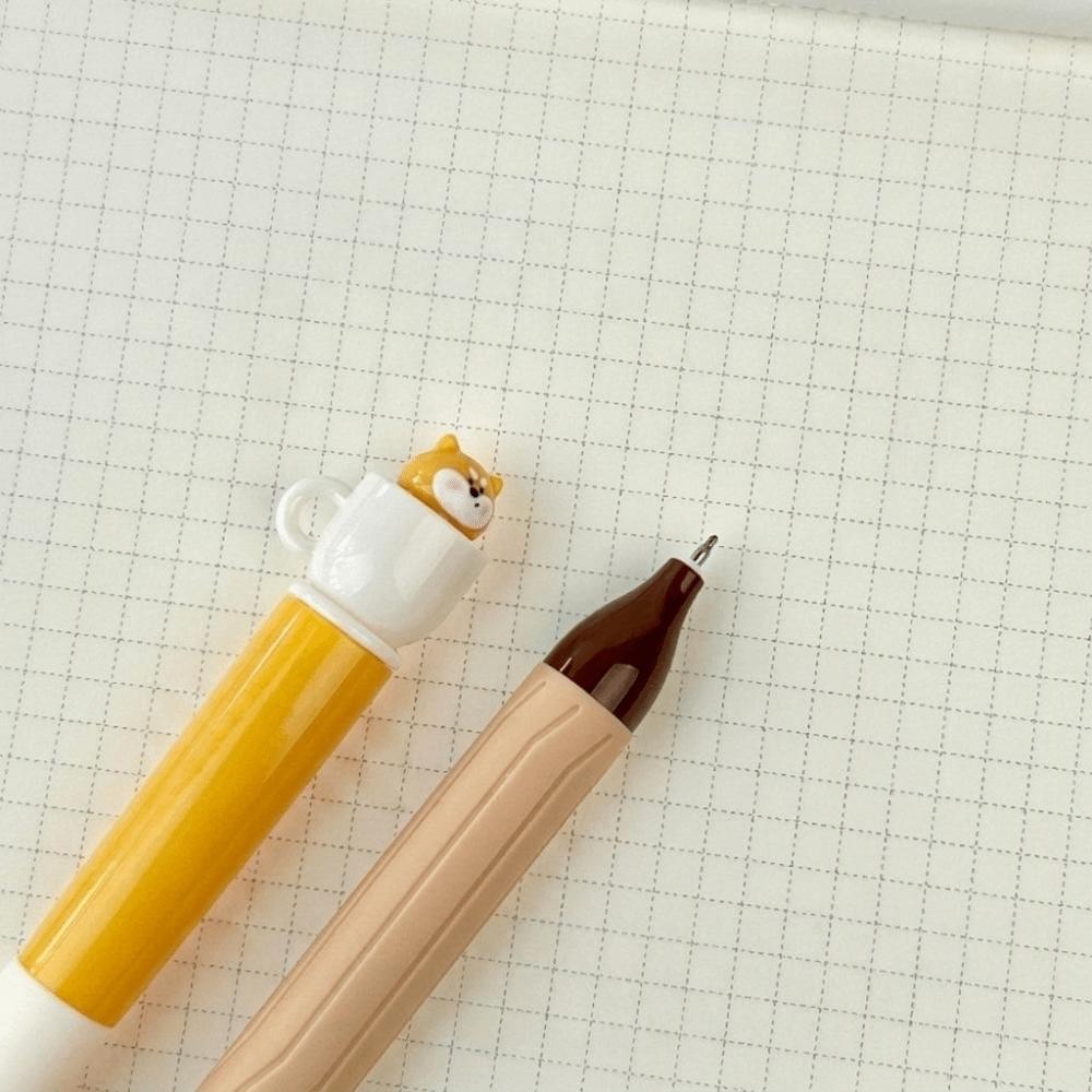 4PCS Smooth Writing Teacup Dog Gel Pen 0.5mm Stationery Pen Funny Quick-drying Black Pen Office Use