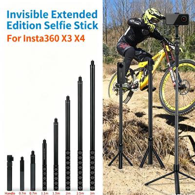 Metal Invisible Extended Edition Selfie Stick Scalable Monopod for Insta360 X3 X4 Accessories for GoPro13 DJI Action 5 4 3 Stick