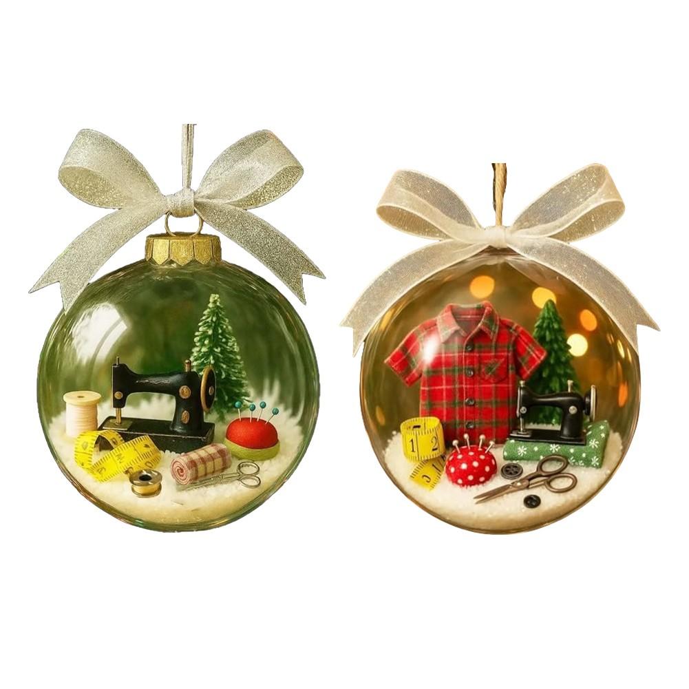 Christmas Decoration Holiday Snow Globe Sewing Machine Ornament Seasonal Decor