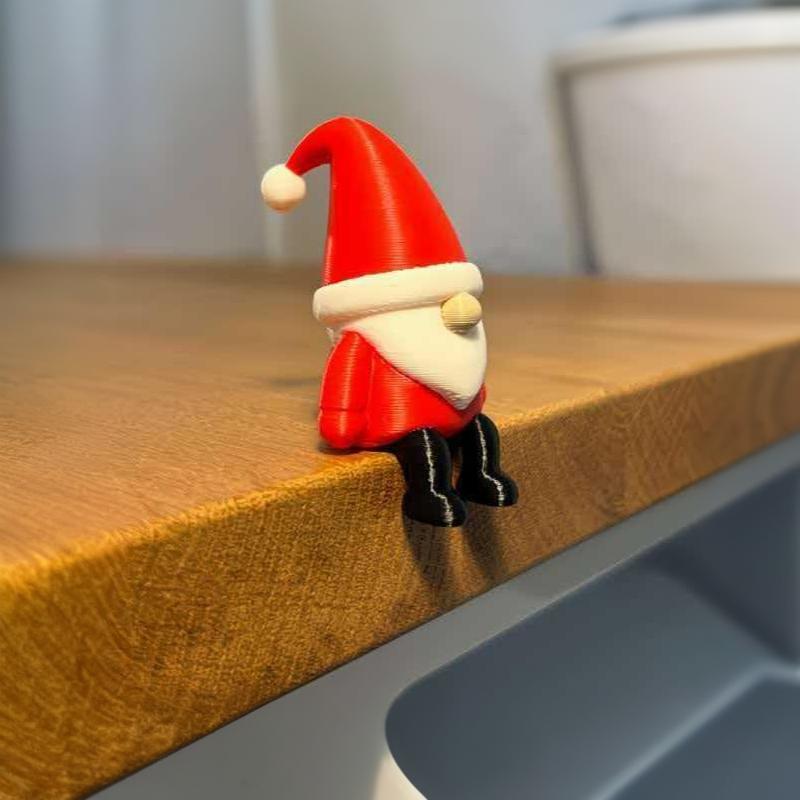 Cute 3D Printed Christmas Gnome Figurine With Dangling Legs For Home Holiday Party Decoration