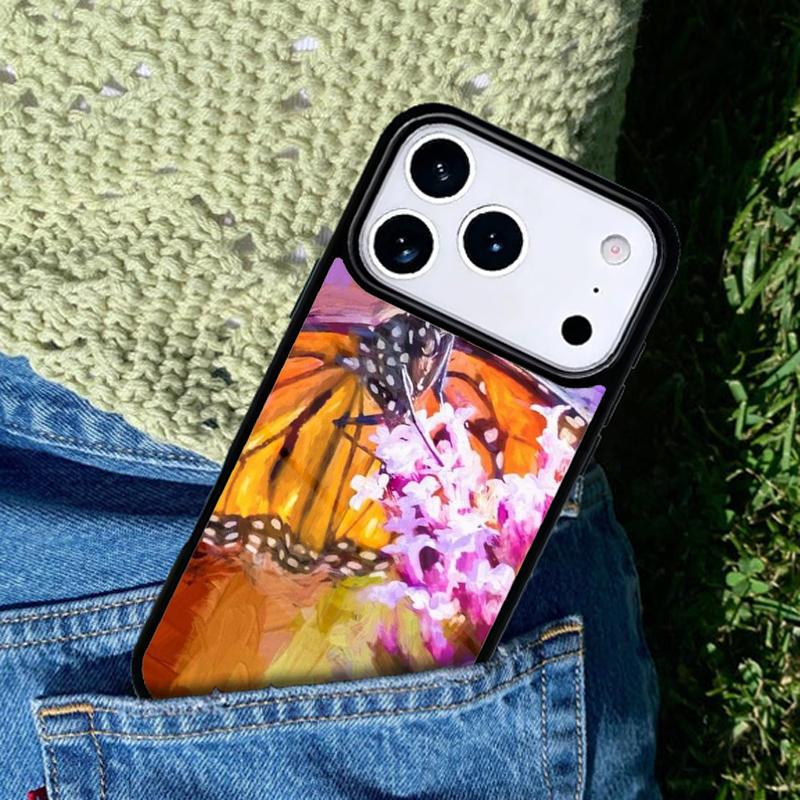 Monarch Butterfly and Flower mobile phone case Compatible with IPhone 17 16 15 14 13 12 11Pro Max 17 Air cover