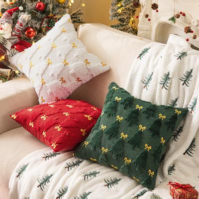 Weihnachten Besticktes Kreisgarn Kissen Sofakissen Kissen Dekokissenbezug Ohne Füllung