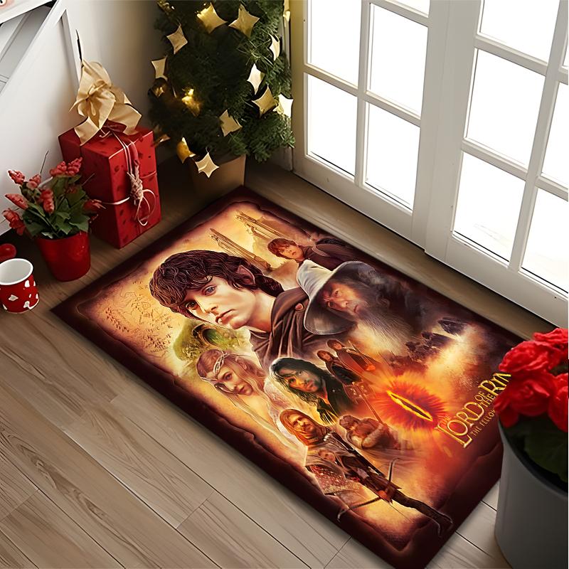 [1pc Lord Rings Fellowship Art Office Carpet] Easy Maintenance Chair Rug for Conference Room Use, Durable Area Sofa Floor Mat