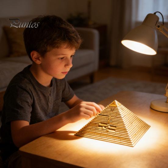 Decryption Puzzle Toy Wooden Pyramid Mystery 3D Gift Riddle Game Brain Teaser Educational for Adults Teens Christmas
