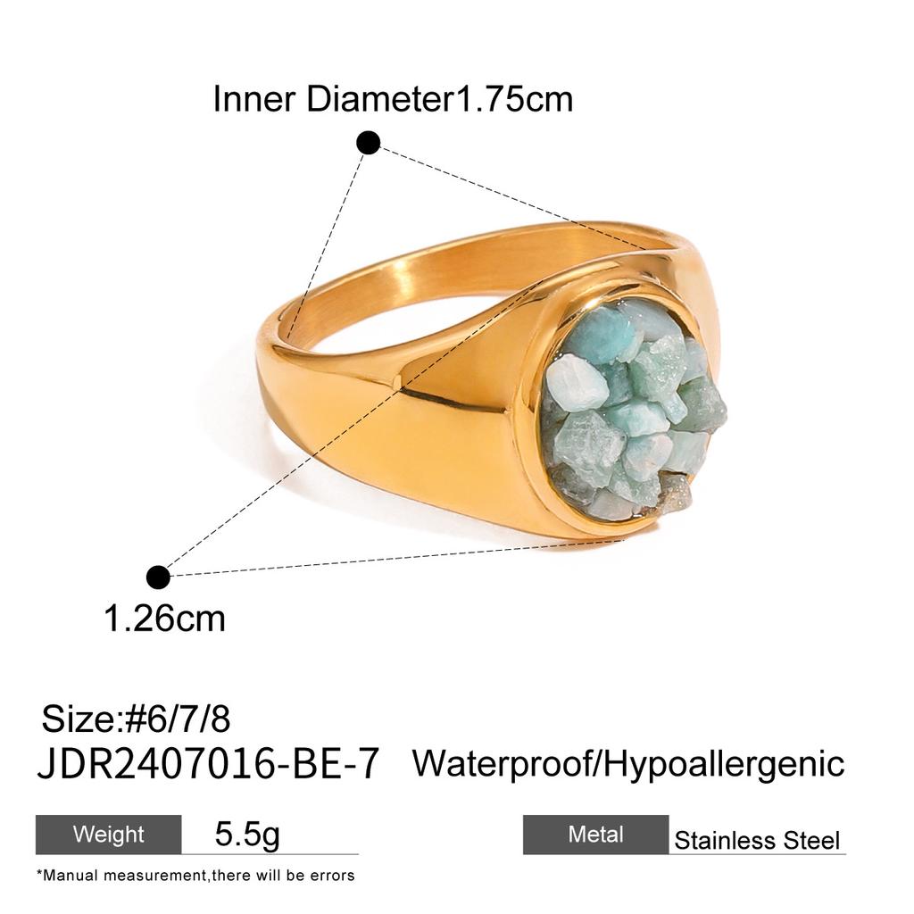 Stainless Steel Natural Stone Exaggerated Ring, High-end Ring, Titanium Steel Hand Accessory