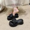 High-end thick-soled slippers for women's outer wear 2025 spring and summer new models heightening fashion versatile muffin folds one-word drag
