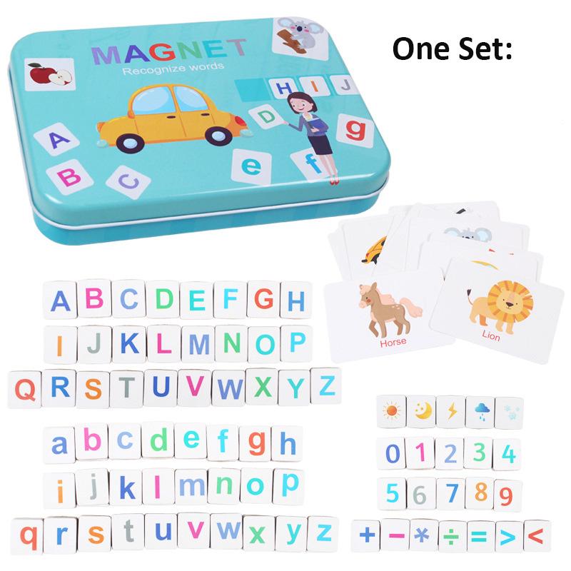 

Wooden Puzzle Flash Cards Game Letter Spelling Magnetic Early Learning Education English Words Learning Montessori Toy for Kids