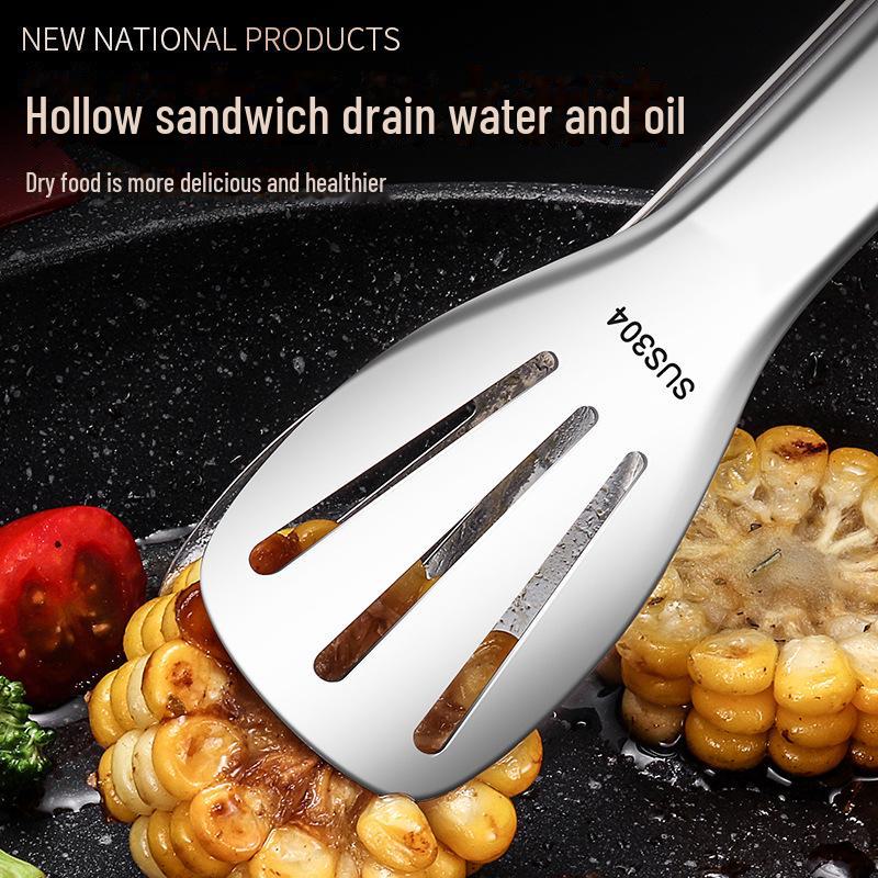 Kuchyňské kleště z nerezové oceli se zelenou rukojetí: Protiskluzový silikon proti opaření na grilování a pečení