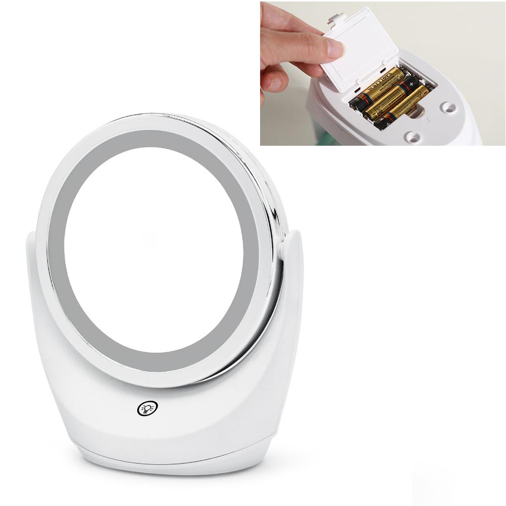 Śliczne lustro LED lustro do makijażu łazienkowego z oświetleniem LED 360 stopni obrotowe domu dwustronne powiększające lustro z ekranem dotykowym