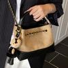 High-value Large-capacity Bag Women's New Retro Suede Diamond Chain Crossbody Bag Shoulder Bucket Bag