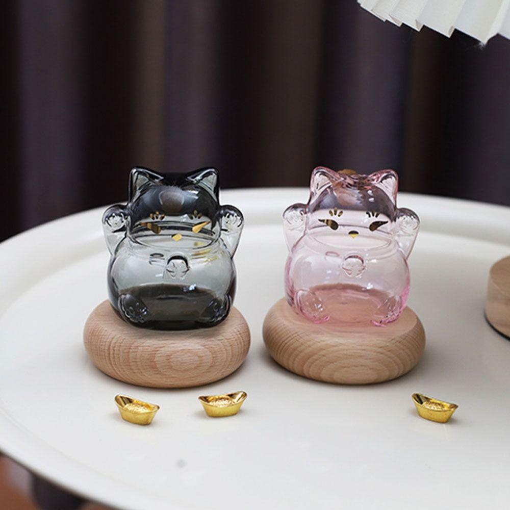 New Lucky Cat Cat Piggy Bank Portable Transparent Gold Melon Seeds Storage Bottles High Borosilicate Wishing Bottle