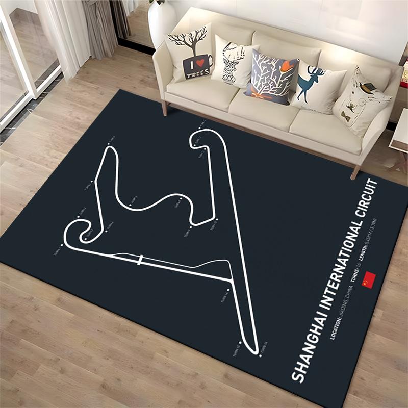 Shanghai Circuit Track Map Design Teppich Rutschfester Teppich geeignet für Wohnzimmer- und Schlafzimmer-Sofas.