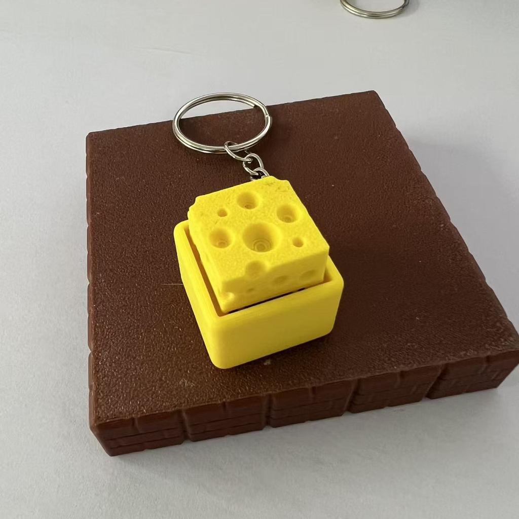 Gift Funny Cheese Clicker Fidget Keychain Portable Squeeze Sound Cheese Keyboard Mechanical Keyboard Keychain Holiday Gift