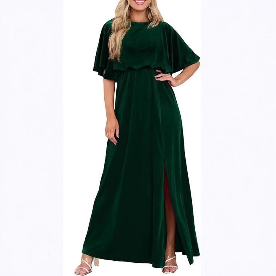 Autumn Winter New Women's Clothing Velvet Tiered Ruffles Sleeve Dress Women