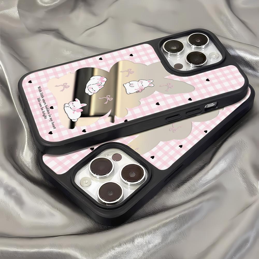 Mirror Phone Case for iPhone 15 11 13 14 for 15 16 Pro Max 12 13 16 Pro Cloud Flower and Animal Cute Style Phone Case