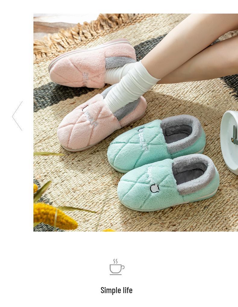 Men's & Women's Winter Wool-Cotton Slippers - Indoor/Outdoor, Heel-Covered, Plush Velvet-Lined, Warm & Cozy