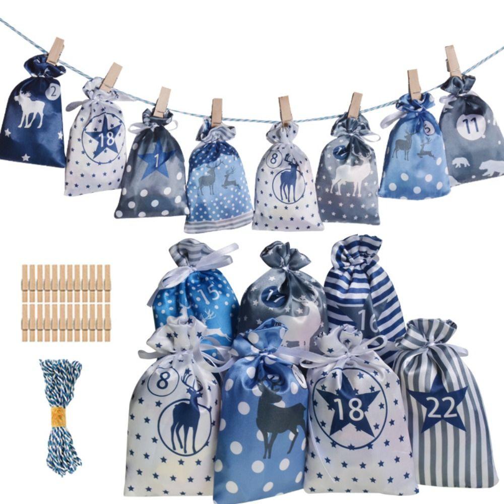 24 Days Countdown 24 Arrival Calendar Hanging Bag Christmas Candy Bag  Christmas Tree