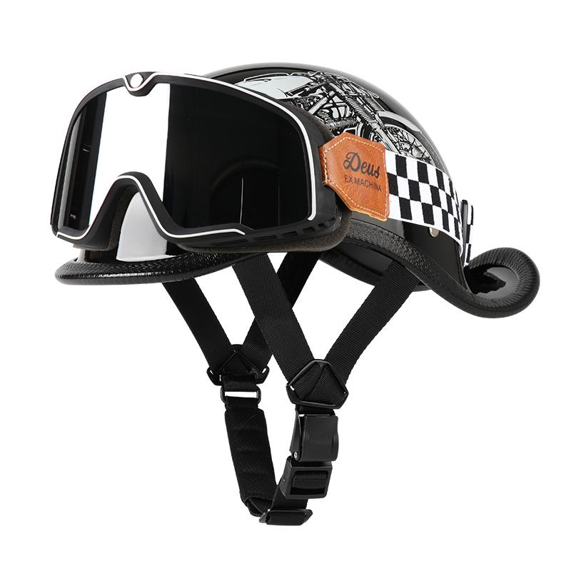 VGV Half motorcycle helmet Goggles included Electric Vehicle bike Riding Locomotive for Cruiser Retro man women scooter street