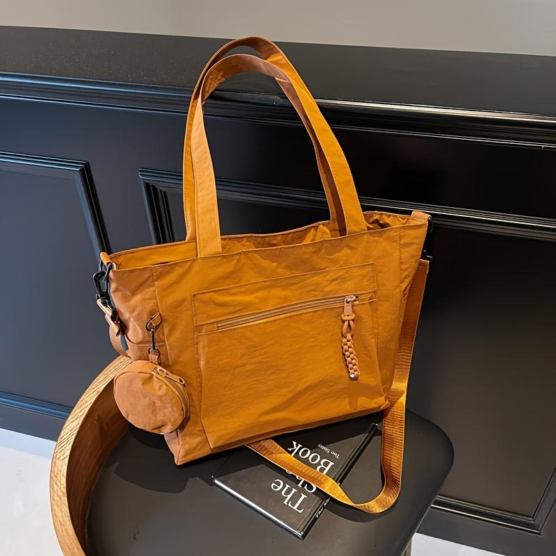 

Women s Multi-Pocket Casual Shoulder Bag with Zipper Closure Large Capacity Durable Nylon Handbag for Work, School & Travel оранжевый