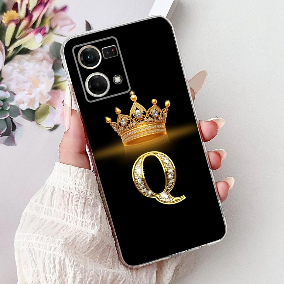 For Oppo F21 Pro 4G Case Reno7 4G CPH2363 New Crown Letters Cover Soft Silicone Phone Case For Oppo Reno8 Reno 7 F21Pro 4G Shell