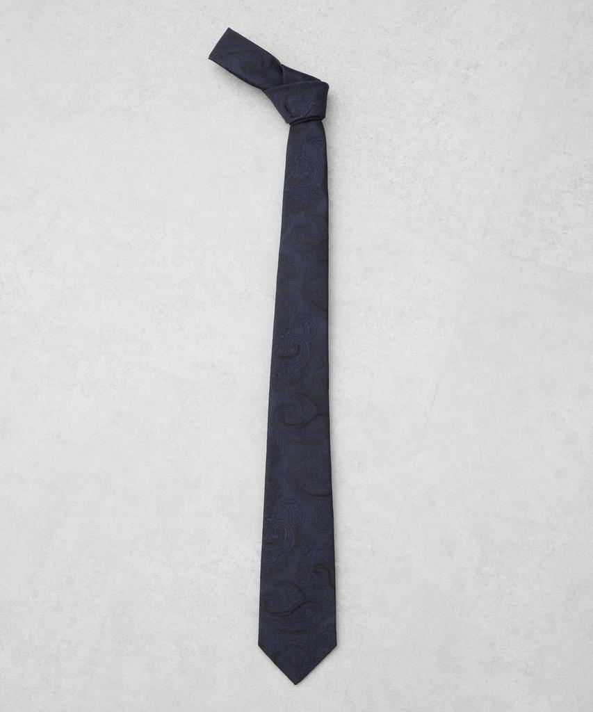 [Nano Universe] Kyoto Nishijin Washable Shadow Paisley Tie, Men's Size F 120, Navy, 668-5242204