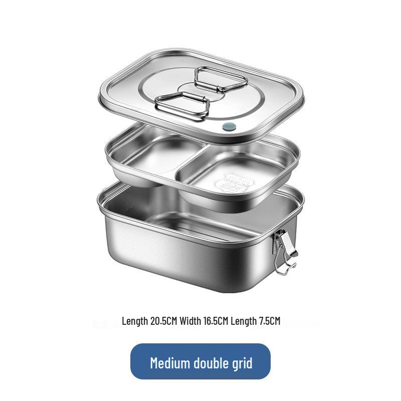 304 Stainless Steel Bento Lunch Box with Lid & Handle - Portable, Sealed Meal Container for Students & Office Workers