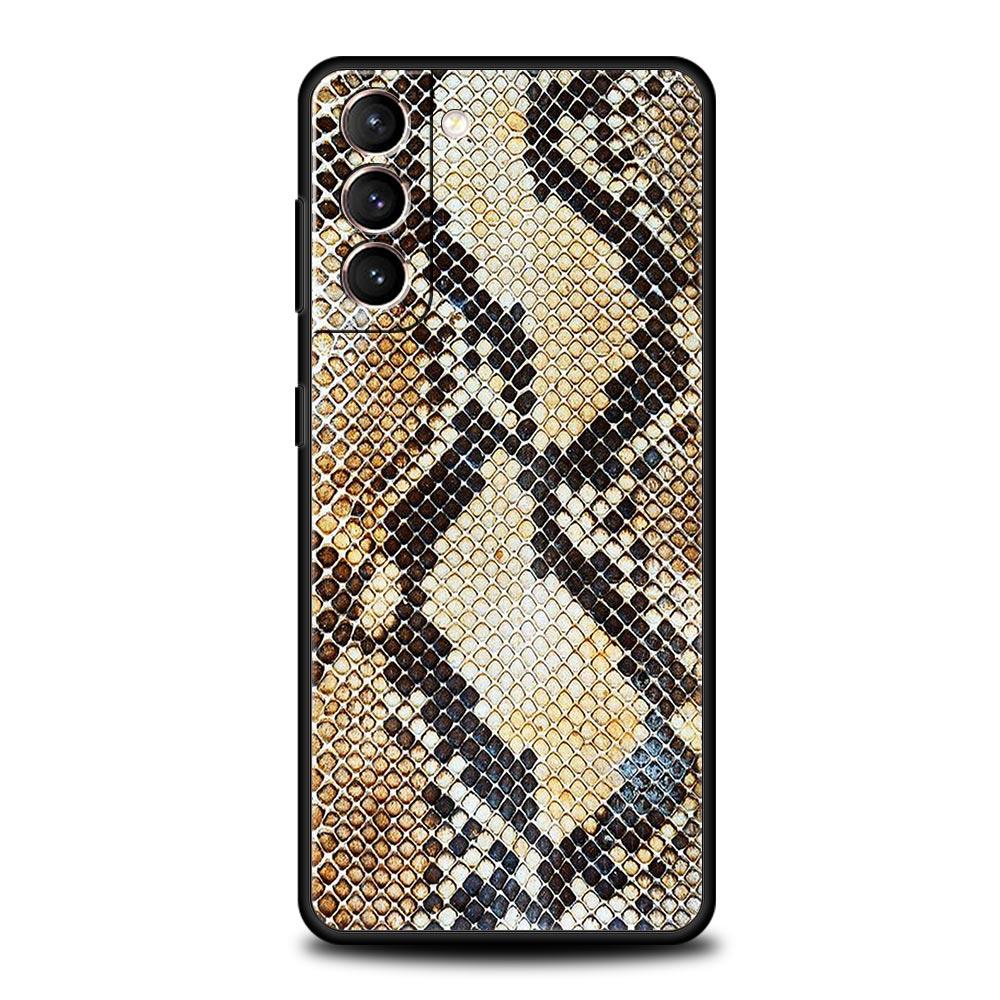 Pretty Luxury Snake Skin Phone Case For Samsung Galaxy S24 S23 S22 S20 Ultra S21 FE 5G S10 S9 Plus S10E Soft Silicone Cover