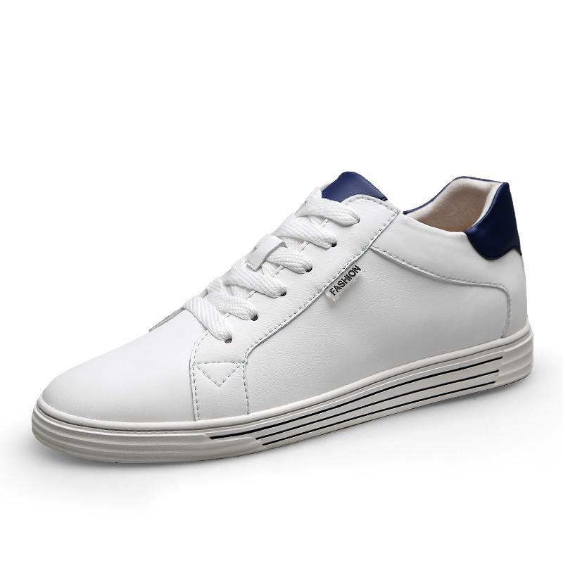 Men s Breathable 8cm Height Increasing Sneakers - Casual White Sports Shoes