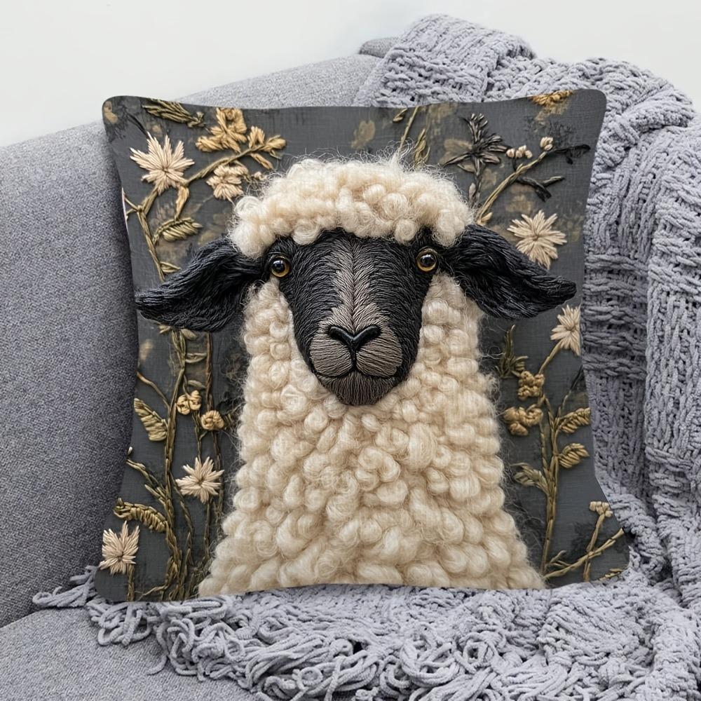 1pcs Creative Valais Blacknose Sheep Double-Sided Print Pillow Cover Cute Alpaca Cushion Case Elegant Home Decor Pillowcase