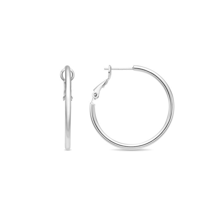 Ohrringe - LUXENTER - Nianres - Silberfarbene Oberfläche (rhodiniert) - Durchmesser 30 mm - Zirkon