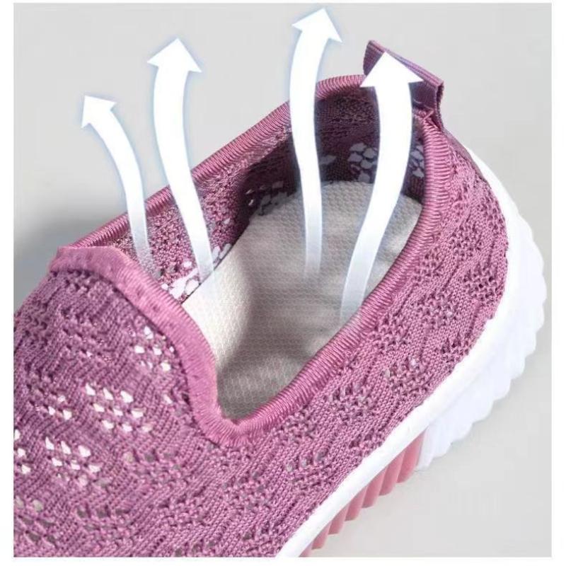 Chaussures en maille tendance pour femmes, chaussures de sport, chaussures plates respirantes, semelles souples, baskets décontractées