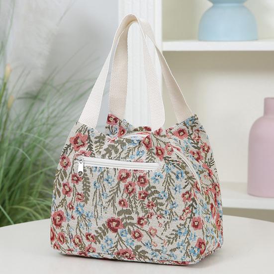 Waterproof Lunch Bag Stylish Floral Lunch Tote Portable Lunch Box Carrier for Women Commuting Picnic Camping