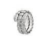 High Version 925 Sterling Silver Two-Row Diamond & Mother-of-Pearl Snake Ring