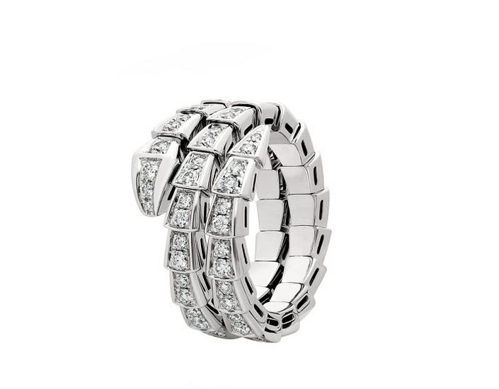 High Version 925 Sterling Silver Two-Row Diamond & Mother-of-Pearl Snake Ring