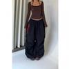 Damen lockere Nylon-Cargohose mit Kordelzug Taille, leichte, atmungsaktive Streetwear-Hose, Tanz, Freizeitkleidung