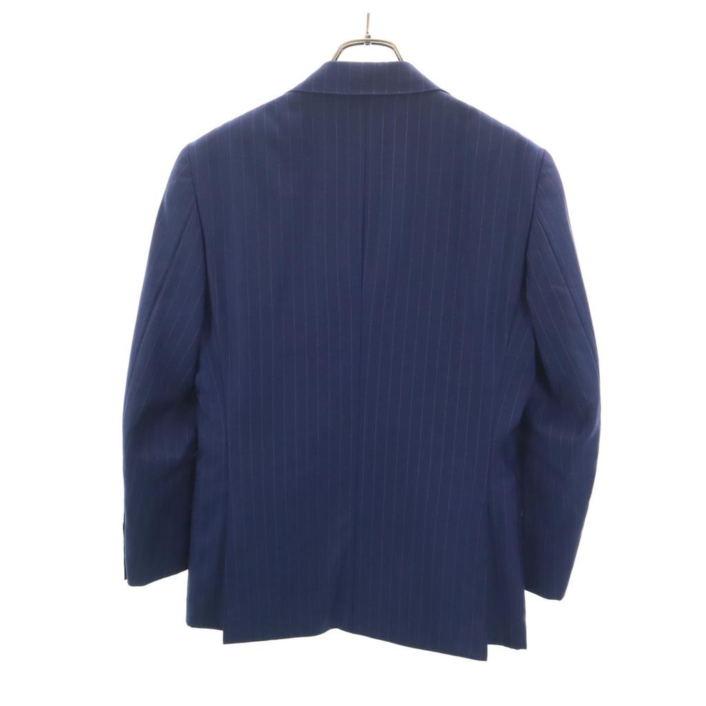 DORMEUIL Wollgestreifte maßgeschneiderte Jacke Marineblau Herren Gebraucht