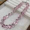 Blogger With The Same Color Dopamine Color Pink Beaded Necklace Female Fashion High Sense Ice Transparent Clavicle Chain