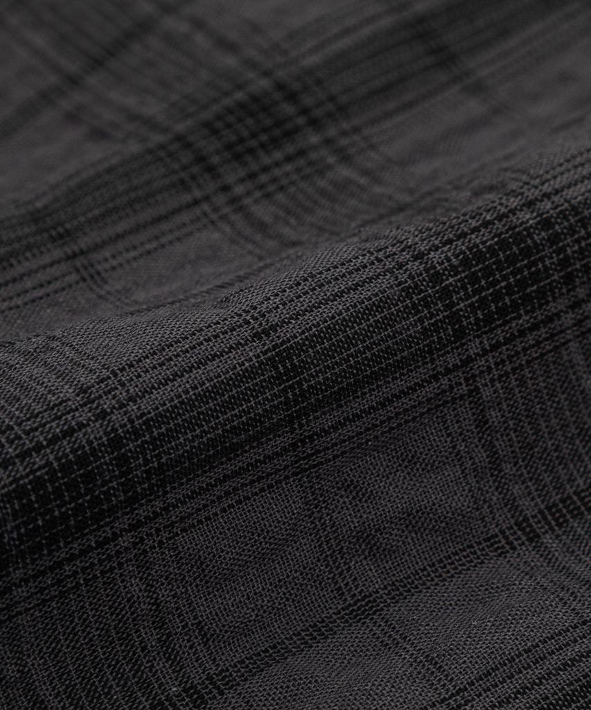 LETTERCOMO Airy Oversized Check Short Sleeve Shirt Charcoal