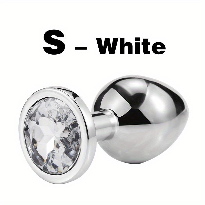1pc Gemstone Base Stainless Steel Anal Plug - Smooth Body-Safe Metal Butt Plug for Couples Adult Pleasure Sex Toy